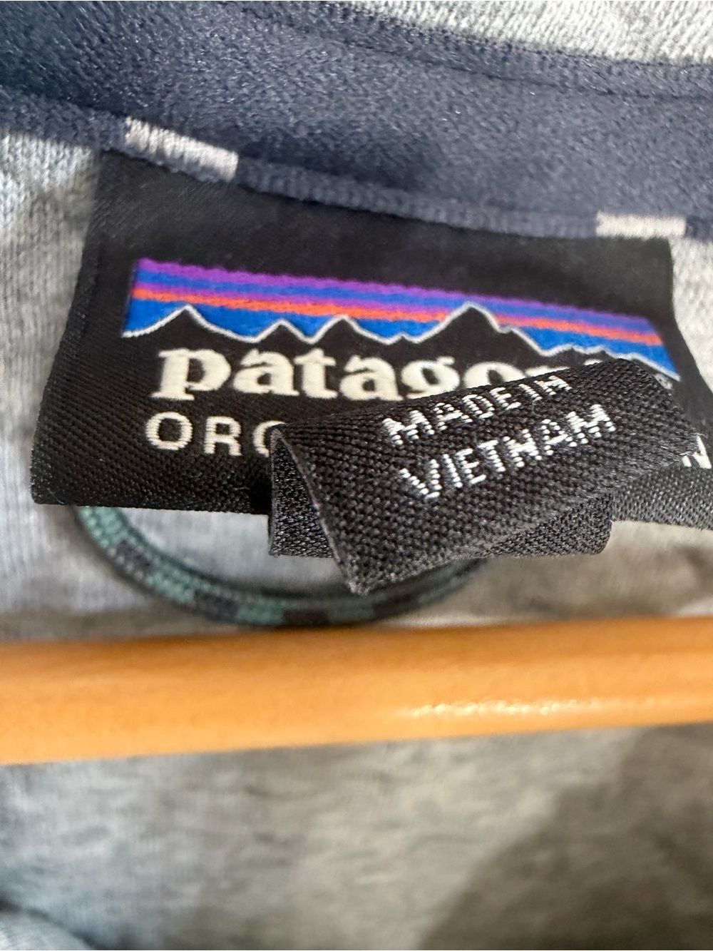 Patagonia Organic Cotton Quilted Snap-T Pullover Grey Green Trim M - Picture 2 of 4